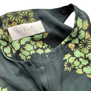 A.L.C. 100% Silk Green Floral Sleeveless Blouse – XS, NWOT